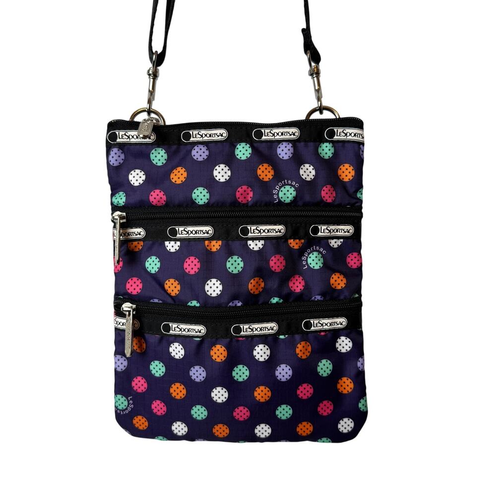 LeSportsac 3 Zip Crossbody Purple Multicolor Bag NWOT